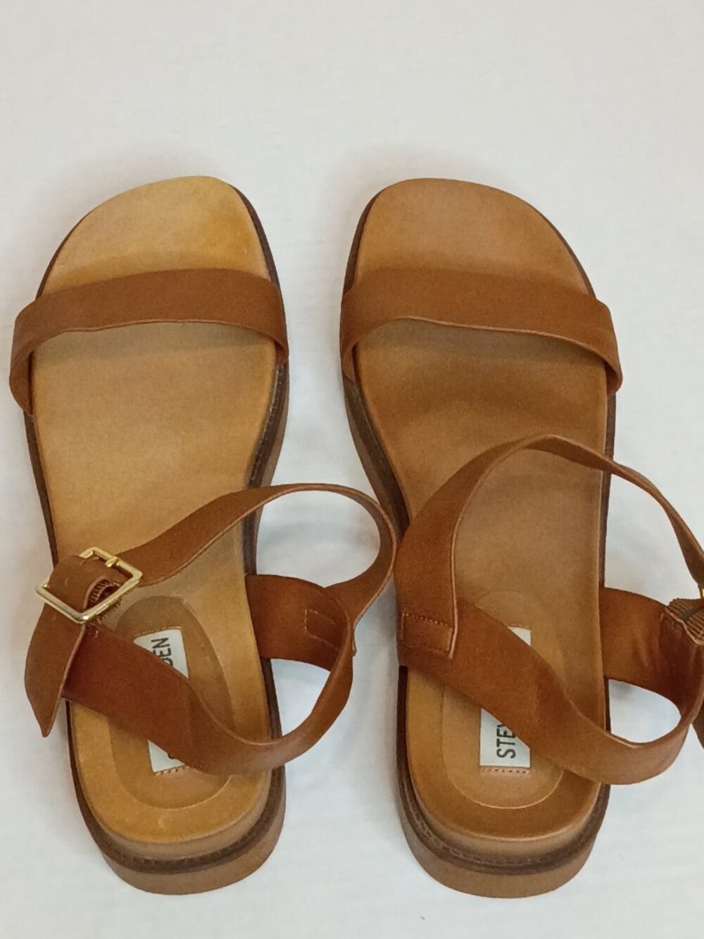 Steve Madden Rileey Cognac Leather Platform Sandals Women’s Size 10M
